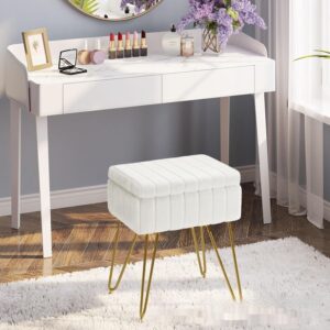 Dresser Square White Small Size Makeup Stool