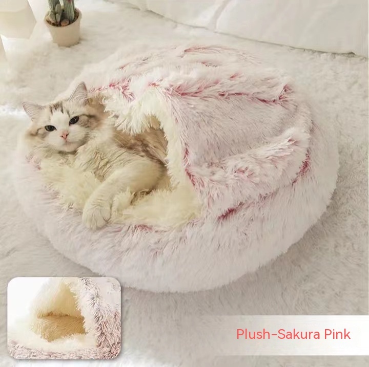 2 In 1 Dog And Cat Bed Pet Winter Bed Round Plush Warm Bed House Soft Long Plush Pets Bed Pet Products - Image 8