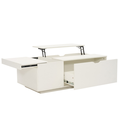 Lift Up Coffee Table, Coffee Table With Drawer, Wooden Tea Tables Sofa End Tables For Living Room Furniture , White - Image 9