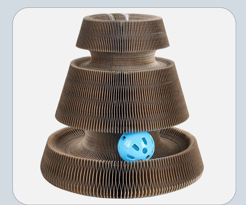 Magic Organ Foldable Cat Scratch Board Toy With Bell Cat Grinding Claw Cat Climbing Frame Round Corrugated Cats Interactive Toys - Image 3