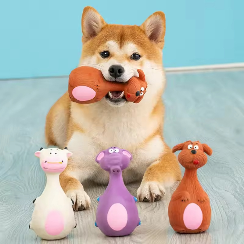 4pcs Cute Latex Dog Chew Toys With Sound, Interactive Biting Toys For Dental Health, Puppy Teething Pet Supplies