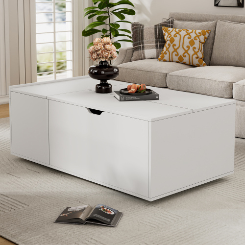 Lift Up Coffee Table, Coffee Table With Drawer, Wooden Tea Tables Sofa End Tables For Living Room Furniture , White - Image 5