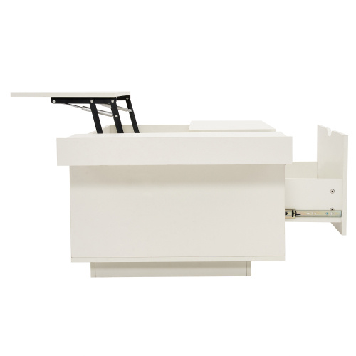 Lift Up Coffee Table, Coffee Table With Drawer, Wooden Tea Tables Sofa End Tables For Living Room Furniture , White - Image 10