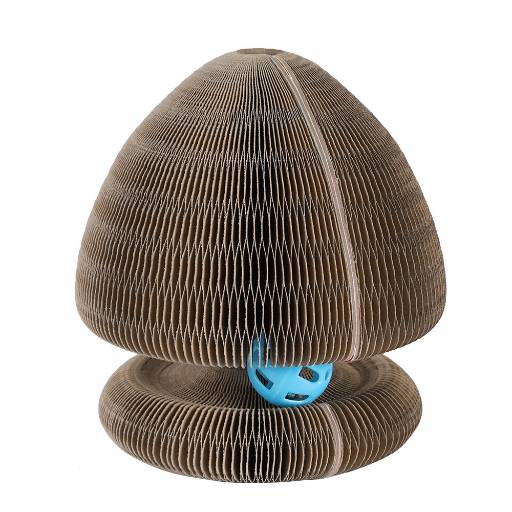 Magic Organ Foldable Cat Scratch Board Toy With Bell Cat Grinding Claw Cat Climbing Frame Round Corrugated Cats Interactive Toys - Image 4