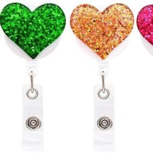Cartoon Glitter Heart Resin Lanyard For Work ID Cards